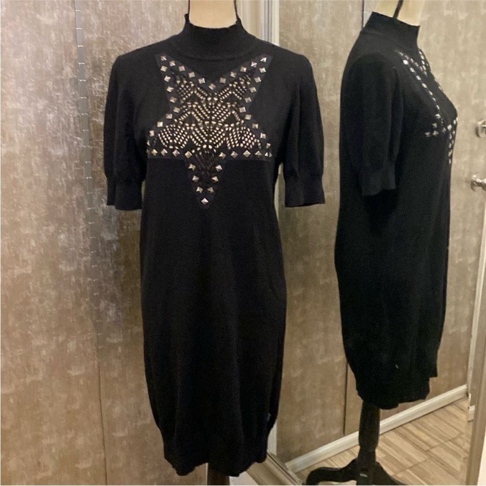 Moschino Black Dress with Silver Studded Design, M